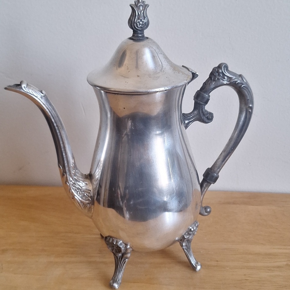 Polished Vintage Leonard Silver Plate Coffee Pot - Ornate Footed Style